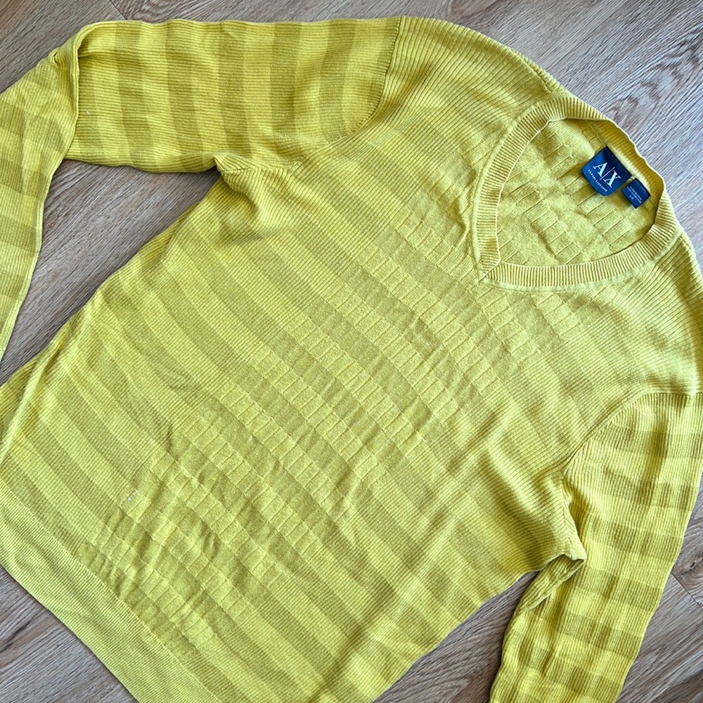 Armani Exchange honey mustard yellow rib knit sweater L